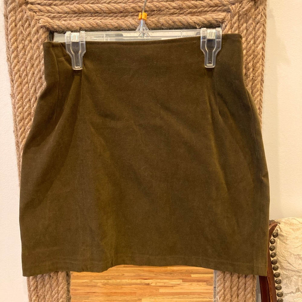 Brown Faux Suede Mini Skirt